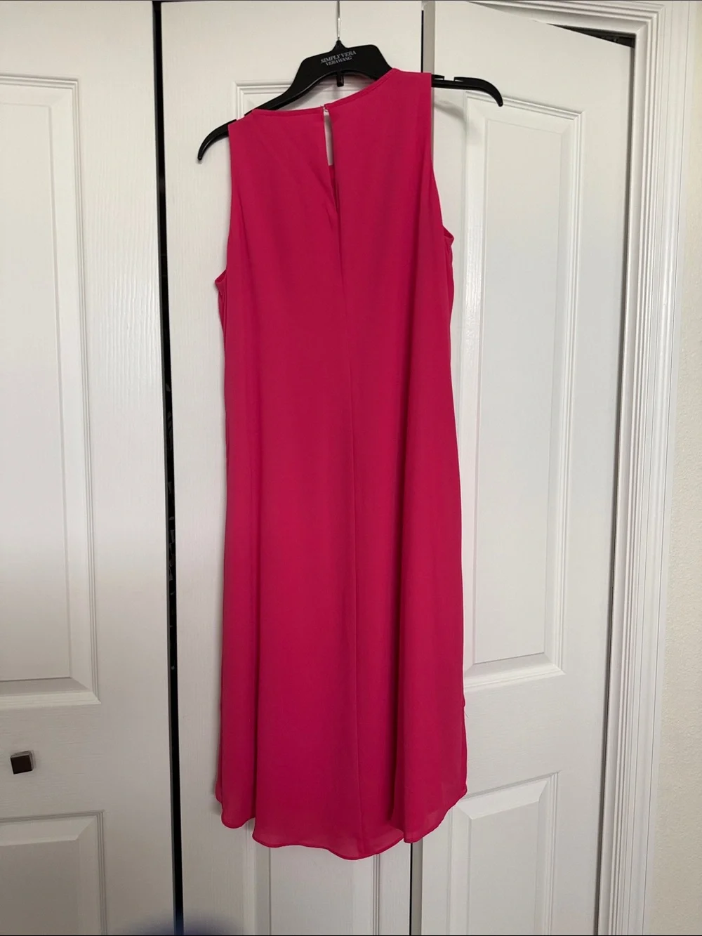 Chicos Hot Pink Ruffle-Front Sleeveless Shift Dress